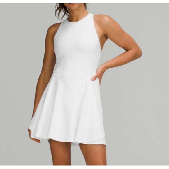 Lululemon Tennis‎ Dress White Sleeveless Crisscross Back Built-in Shorts Size 4 - Picture 2 of 9